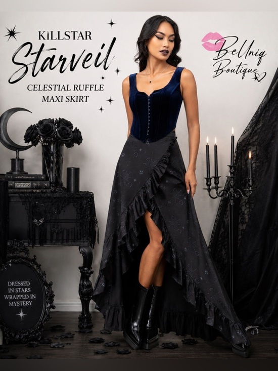 Killstar Dresses & Skirts - Killstar Starveil Maxi Skirt Celestial Ruffle Small